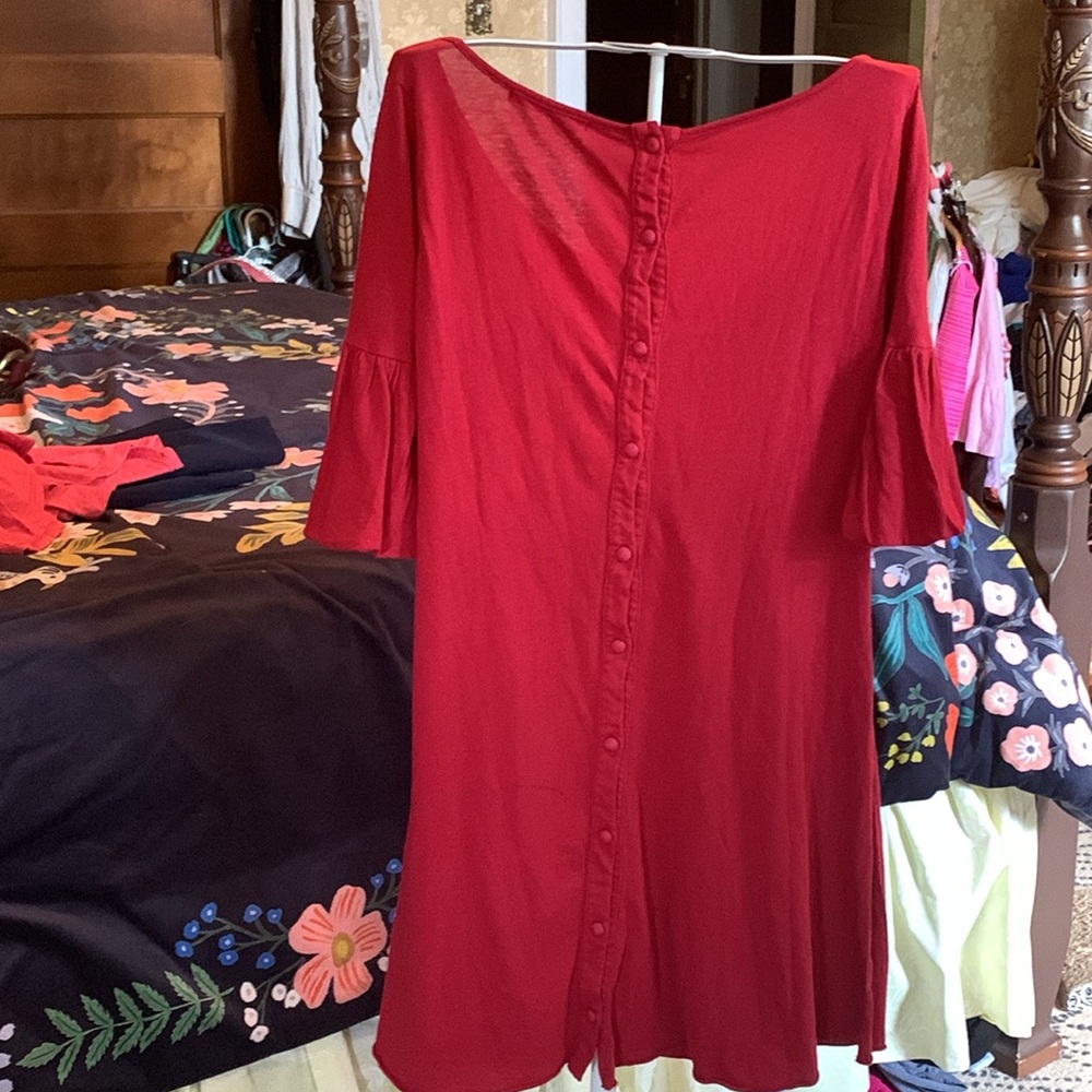 Velvet by Graham and Spencer puff sleeve back full button dress. Worn 2x - Picture 2 of 5